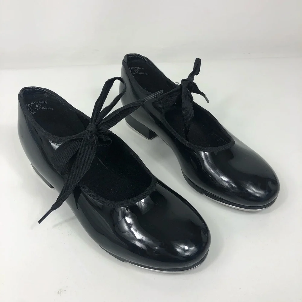 Capezio TeleTone Tap Dance Shoes Black Patent SIZE 7M